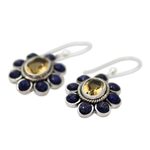 Lapiz lazuli and citrine dangle earrings, 'Sunny Blue' - Citrine Lapis Lazuli Sterling Silver Dangle Earrings