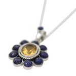 Lapis lazuli and citrine pendant necklace, 'Sunny Blue' - Citrine Lapiz Lazuli Sterling Silver Necklace NOVICA India