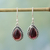 Garnet dangle earrings, 'Radiant Dewdrops' - Sterling Silver and Garnet Drop Shape Dangle Earrings thumbail