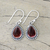 Granat-Ohrhänger - Tropfenförmige Ohrhänger aus Sterlingsilber und Granat