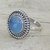 Blue chalcedony cocktail ring, 'Azure Skies' - Round Blue Chalcedony and Sterling Silver Cocktail Ring