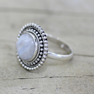 Hand Made Rainbow Moonstone Cocktail Ring from India - Rainbow Elegance ...