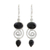 Onyx dangle earrings, 'Romantic Journey' - Hand Made Onyx Sterling Silver Dangle Earrings from India