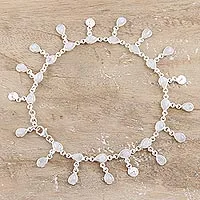 Rainbow moonstone charm anklet, Starry Allure