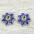 Citrine and lapis lazuli dangle earrings, 'Geranium Blossoms' - Lapis Lazuli Citrine Floral Dangle Earrings from India