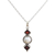 Garnet and cultured pearl pendant necklace, 'Red Guardians' - Garnet and Cultured Pearl Pendant Necklace from India (image 2d) thumbail
