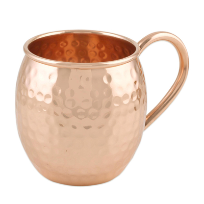 Copper mugs, 'Friendly Celebration' (set of 4) - Set of Four Handcrafted Copper Drinking Mugs from India