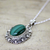 Malachite pendant necklace, 'Sophisticated in Green' - Malachite and Sterling Silver Pendant Necklace from India (image 2b) thumbail