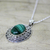 Malachite pendant necklace, 'Mystical Beauty' - Handcrafted Sterling Silver and Malachite Pendant Necklace (image 2b) thumbail