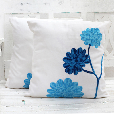Cotton cushion covers, Dahlia Flowers (pair)