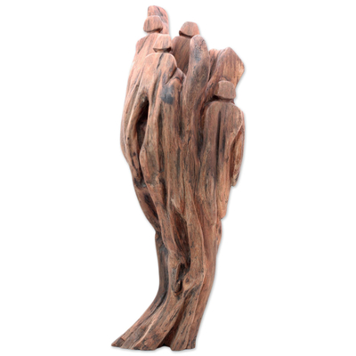 Reclaimed wood sculpture, 'Forever Friends' - Unique Reclaimed Driftwood Sculpture from India