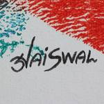 'Fantasy' - Multicolored Expressionist Painting of a Blue Face India