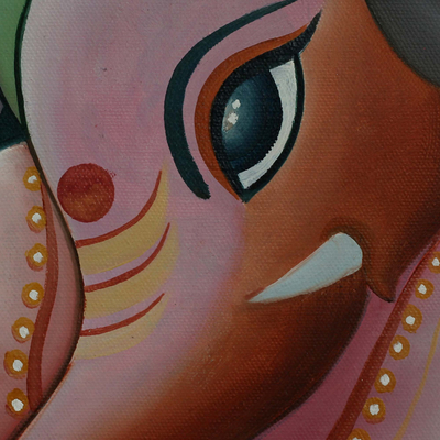 'Benevolent Vinayak' - Pintura expresionista al óleo de Vinayak de la India