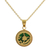 Vergoldete Anhänger-Halskette, 'Blattartiger Kreis in Grün'. - Vergoldete Thewa-Anhänger-Halskette aus Glasblättern aus Indien