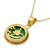 Gold plated pendant necklace, 'Leafy Circle in Green' - Gold Plated Thewa Glass Leafy Pendant Necklace from India