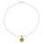 Vergoldete Anhänger-Halskette, 'Blattartiger Kreis in Grün'. - Vergoldete Thewa-Anhänger-Halskette aus Glasblättern aus Indien