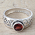 Garnet single stone ring, 'Blossoming Desire' - Garnet and Sterling Silver Single Stone Ring from India (image 2) thumbail