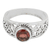 Garnet single stone ring, 'Blossoming Desire' - Garnet and Sterling Silver Single Stone Ring from India thumbail