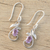 Amethyst dangle earrings, 'Lilac Fantasy' - Sterling Silver and Amethyst Dangle Hook Earrings from India (image 2b) thumbail