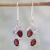 Garnet dangle earrings, 'Crimson Passion' - Handcrafted Garnet and Sterling Silver Dangle Earrings (image 2) thumbail