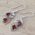 Garnet dangle earrings, 'Crimson Passion' - Handcrafted Garnet and Sterling Silver Dangle Earrings (image 2b) thumbail