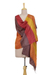 Silk shawl, 'Dusk Stripes' - Hand Woven Multicolored Striped Silk Shawl from India