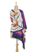 Silk shawl, 'Amber Lilies' - Hand Woven Multicolored Floral Silk Shawl from India
