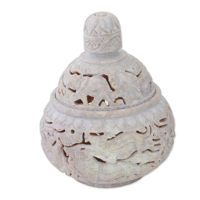 Handcrafted Soapstone Candy Jar from India