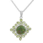 Peridot pendant necklace, 'Bright Fascination' - Handcrafted Green Turquoise and Peridot Pendant Necklace