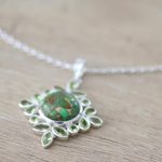 Peridot pendant necklace, 'Bright Fascination' - Handcrafted Green Turquoise and Peridot Pendant Necklace