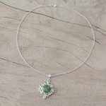 Peridot pendant necklace, 'Bright Fascination' - Handcrafted Green Turquoise and Peridot Pendant Necklace