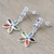 Multi-gemstone dangle earrings, 'Floral Hearts' - Multi Gemstone and Sterling Silver Floral Heart Earrings (image 2b) thumbail