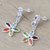 Multi-gemstone dangle earrings, 'Floral Hearts' - Multi Gemstone and Sterling Silver Floral Heart Earrings (image 2c) thumbail