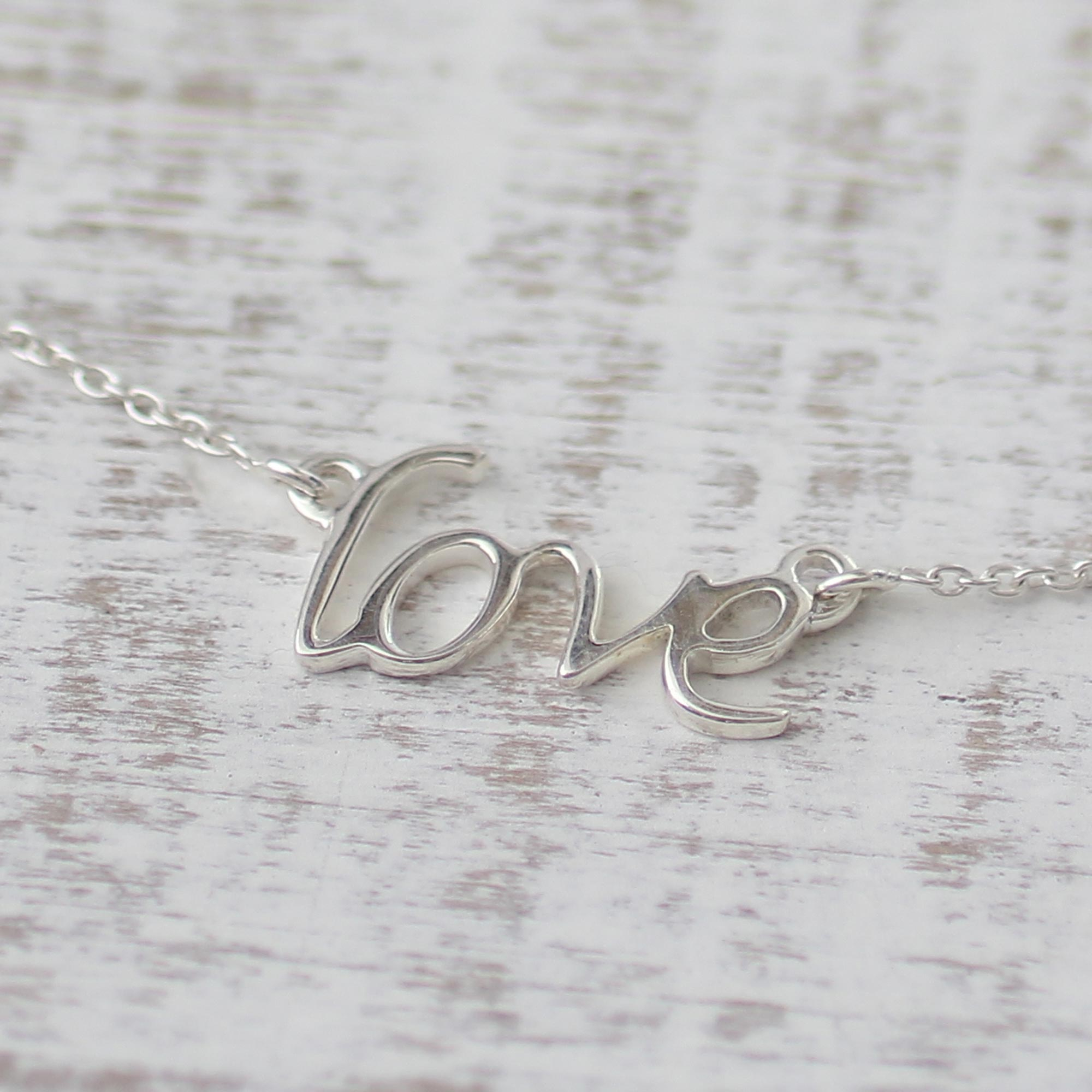 Handcrafted Sterling Silver Love Theme Pendant Necklace - Love Note ...