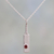 Garnet pendant necklace, 'Cricket Bat' - Sterling Silver and Garnet Pendant Necklace from India