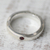 Garnet band ring, 'Curvy Sophistication in Red' - Sterling Silver and Garnet Band Ring from India