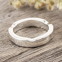 Sterling silver band ring, 'Curvy Sophistication' - Hand Made Sterling Silver Band Ring from India