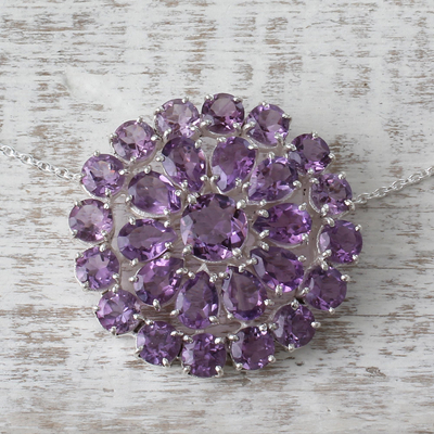 Amethyst pendant necklace, Lilac Burst