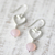 Onyx dangle earrings, 'Romance Hearts in Pink' - Sterling Silver Pink Onyx Heart Dangle Earrings from India