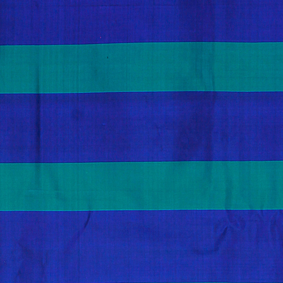 Silk shawl, 'Striped Shimmer in Lapis' - Striped Silk Shawl in Lapis and Caribbean Blue from India
