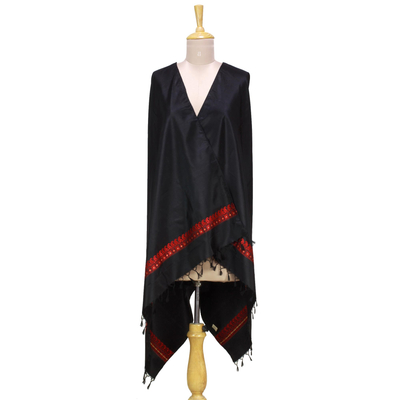 black color flocking coat manual hang su shawls Deep coffee silk clothes