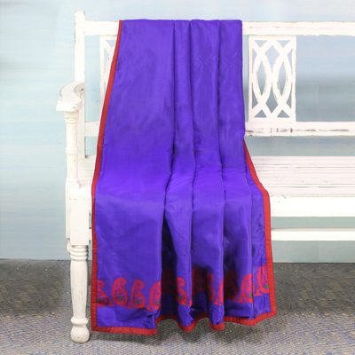 Silk throw, 'Paisley Allure in Purple' - Hand Woven Silk Throw in Purple and Crimson