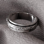 Sterling silver meditation spinner ring, 'Spinning Vines' - Artisan Crafted Sterling Silver Spinner Ring from India