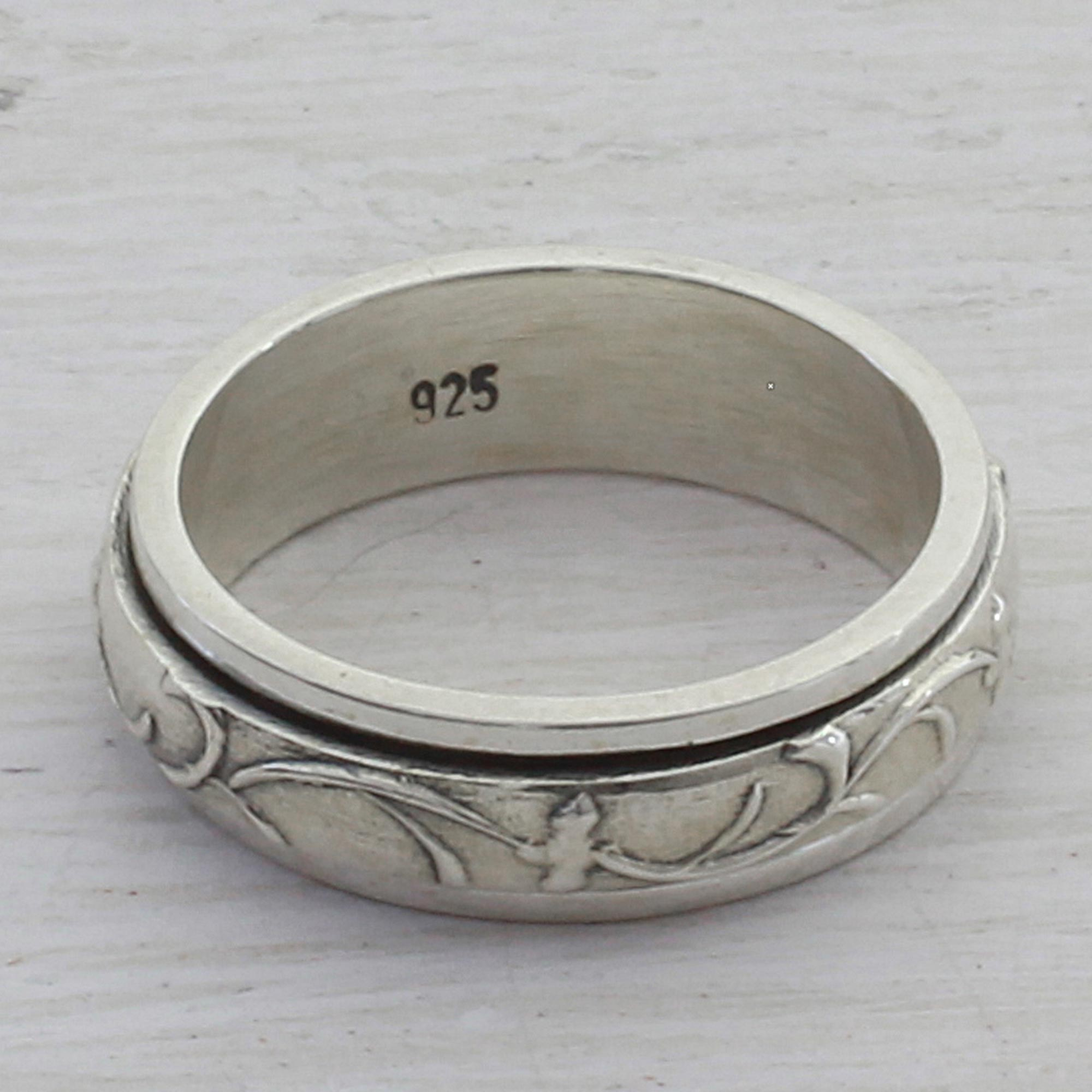 Artisan Crafted Sterling Silver Spinner Ring from India - Spinning ...