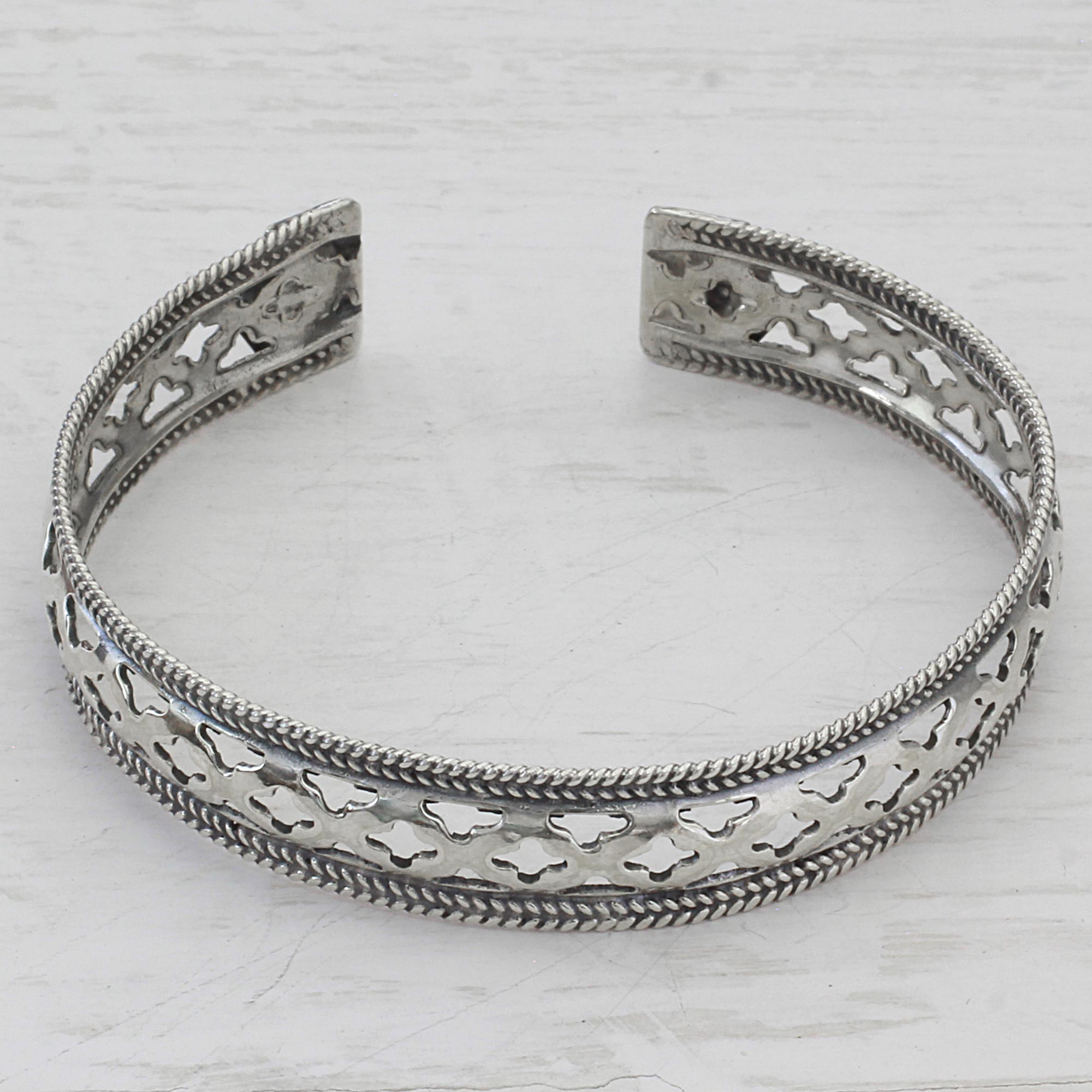 UNICEF Market | Artisan Crafted 925 Silver Indian Jali Motif Cuff ...