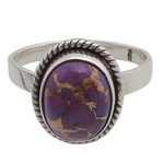 Sterling silver cocktail ring, 'Delightful Purple' - Purple Composite Turquoise and Sterling Silver Cocktail Ring