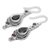Onyx and garnet dangle earrings, 'Sparkling Midnight' - Black Onyx and Garnet Dangle Earrings from India