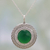 Onyx and cubic zirconia pendant necklace, 'Visions of Green' - Sterling Silver and Green Onyx Pendant Necklace from India