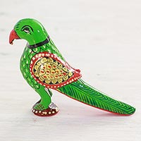 Wood figurine, 'Proud Parrot'