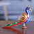 Wood figurine, 'Posturing Peacock' - Hand Carved Multicolored Peacock Figurine from India (image 2) thumbail